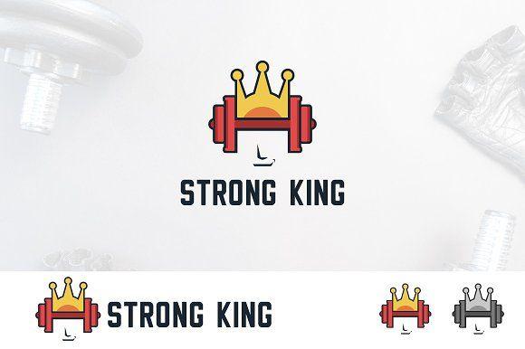 Dumbell Logo - Dumbbell Gym Crown King Logo Logo Templates Creative Market