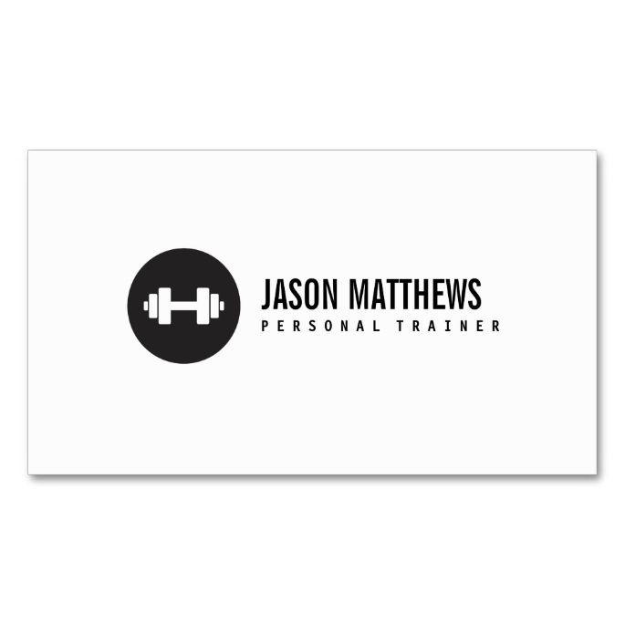 Dumbell Logo - Personal Trainer White Dumbbell Logo Fitness Business Card. Fitness