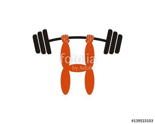 Dumbell Logo - Letter H Lift a dumbbell Logo