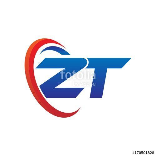 ZT Logo - modern dynamic vector initial letters logo zt with circle swoosh red