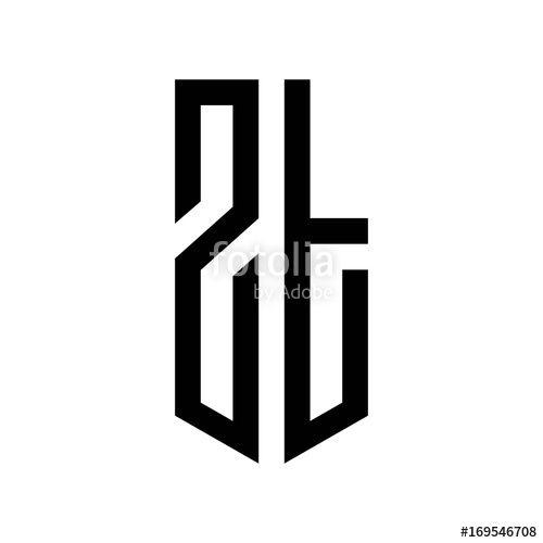 ZT Logo - initial letters logo zt black monogram pentagon shield shape Stock