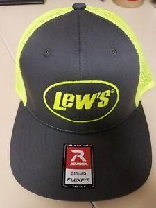 Lew's Logo - Lew's Gray Chartreuse Mesh Large XLarge Form Fitting Cap Hat Gray