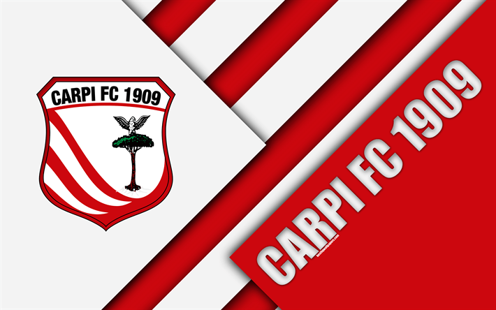 Carpi Logo - Download wallpaper Carpi FC, 4k, material design, logo, red