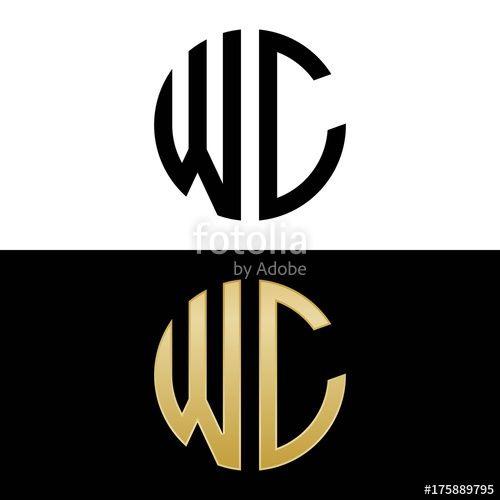 WC Logo - wc initial logo circle shape vector black and gold Stock image