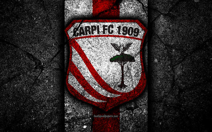 Carpi Logo - Download wallpapers 4k, Carpi FC, logo, Serie B, football, black ...