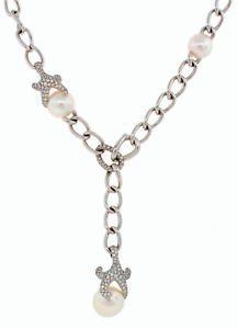 Mikimoto Logo - MIKIMOTO Pearl Diamond White Gold Chain NECKLACE South Sea Starfish