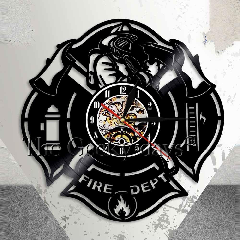 Firestation Logo - Fire Department Logo Wall Sign Fire Station Wall Clock Firefighter ...