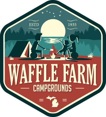 Campground Logo - Waffle Farm Campgrounds. Coldwater, Michigan. Camping at its Best