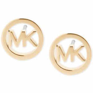 Fulton Logo - Michael Kors Fulton Logo Stud Earrings gold tone MK pouch NWT