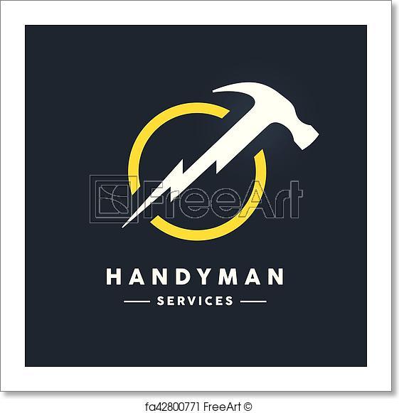 Hammer Logo - Free art print of Handyman logo with abstract hammer flash tool icon ...