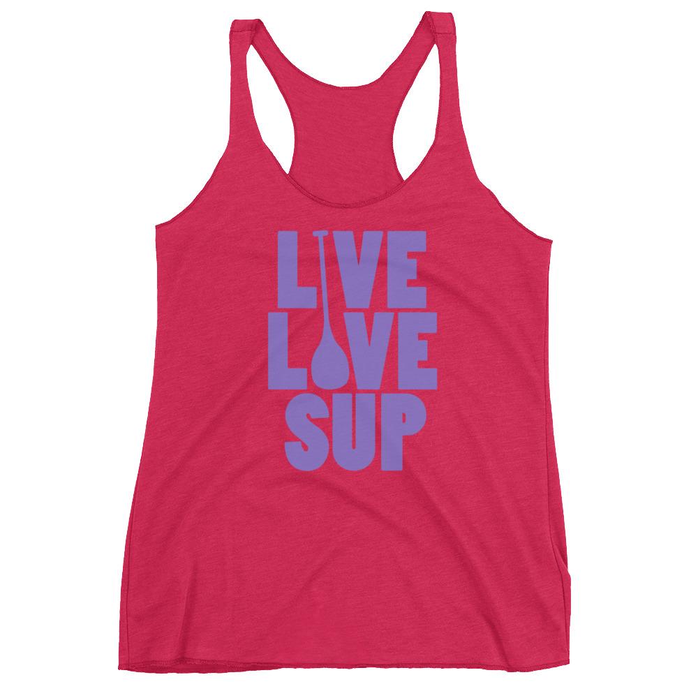 SUP Logo - Women's Classic Full Front Purple Live Love SUP Logo Racerback Tank ...