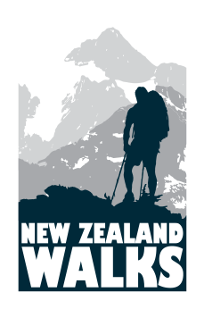 Walking Logo - Great Walks of NZ. New Zealand Walks