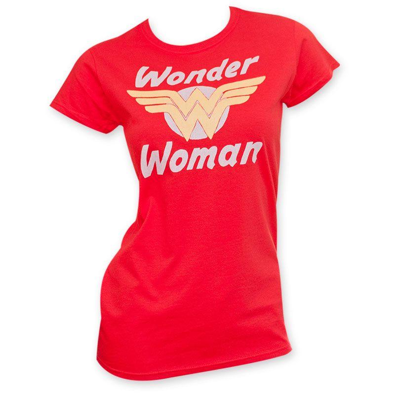 Red Woman Logo - Wonder Woman Junior's Gold Logo Red T Shirt