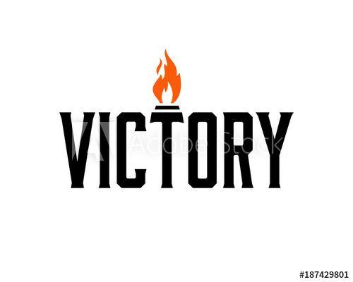 Victory Logo - Letter Victory with Olympic Torch Fire Symbol Logo Vector - Buy this ...