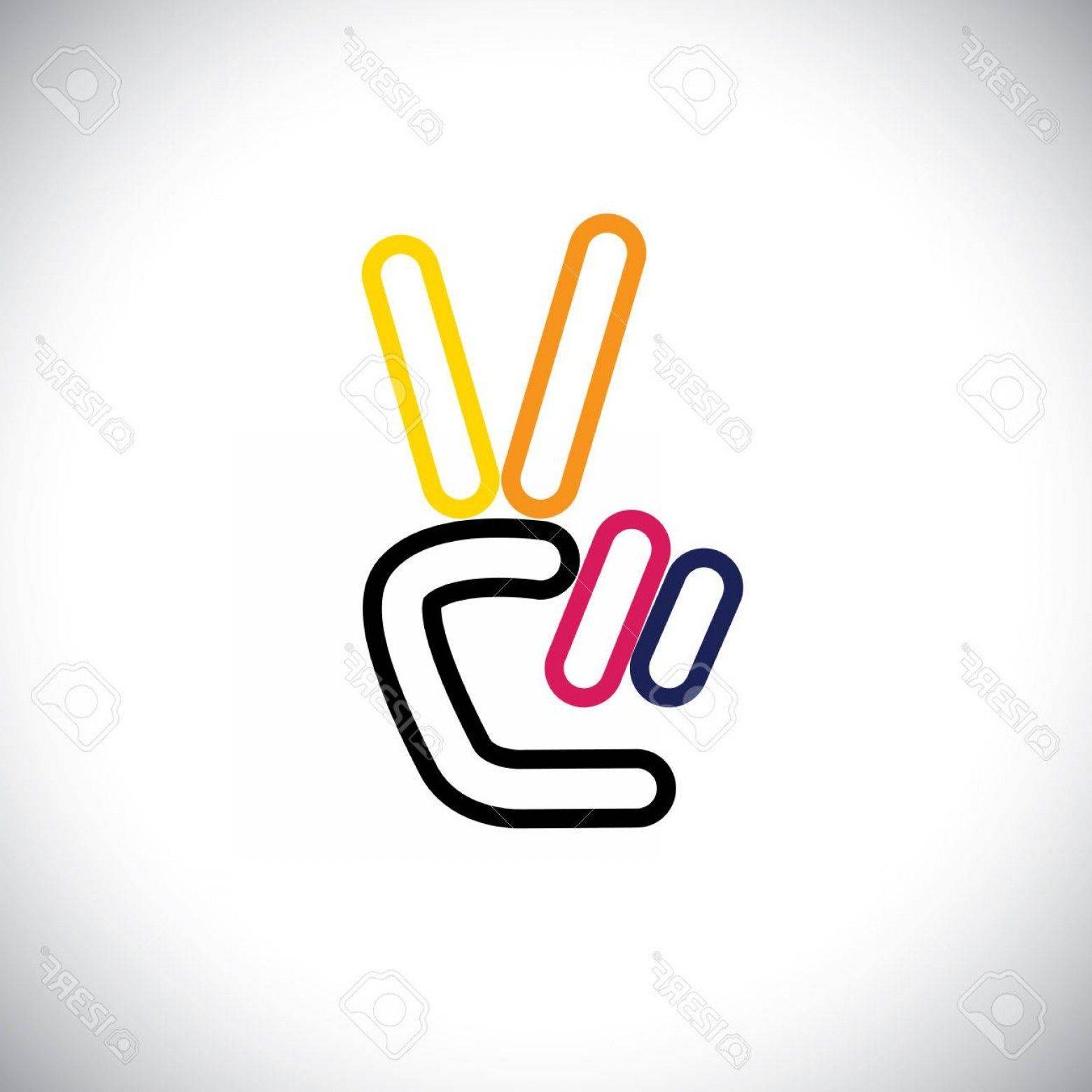 Victory Logo - Photostock Vector V Hand Victory Symbol Vector Logo Line Icon This