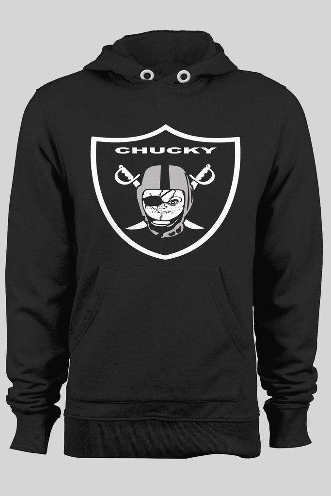 Chucky Logo - RAIDER'S JON GRUDEN CHUCKY LOGO MASH UP BLACK WINTER HOODIE