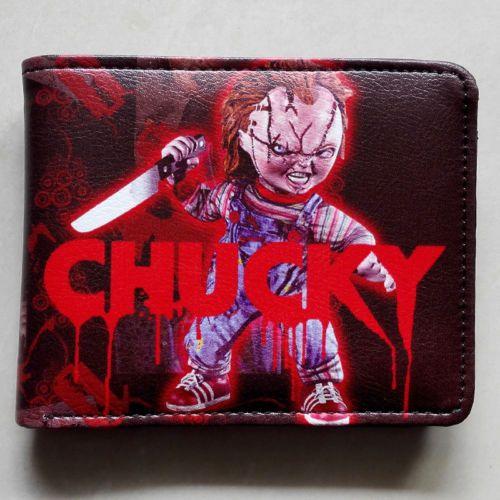 Chucky Logo - Movie Child's Play Chucky Logo wallets Purse Red 12cm Leather