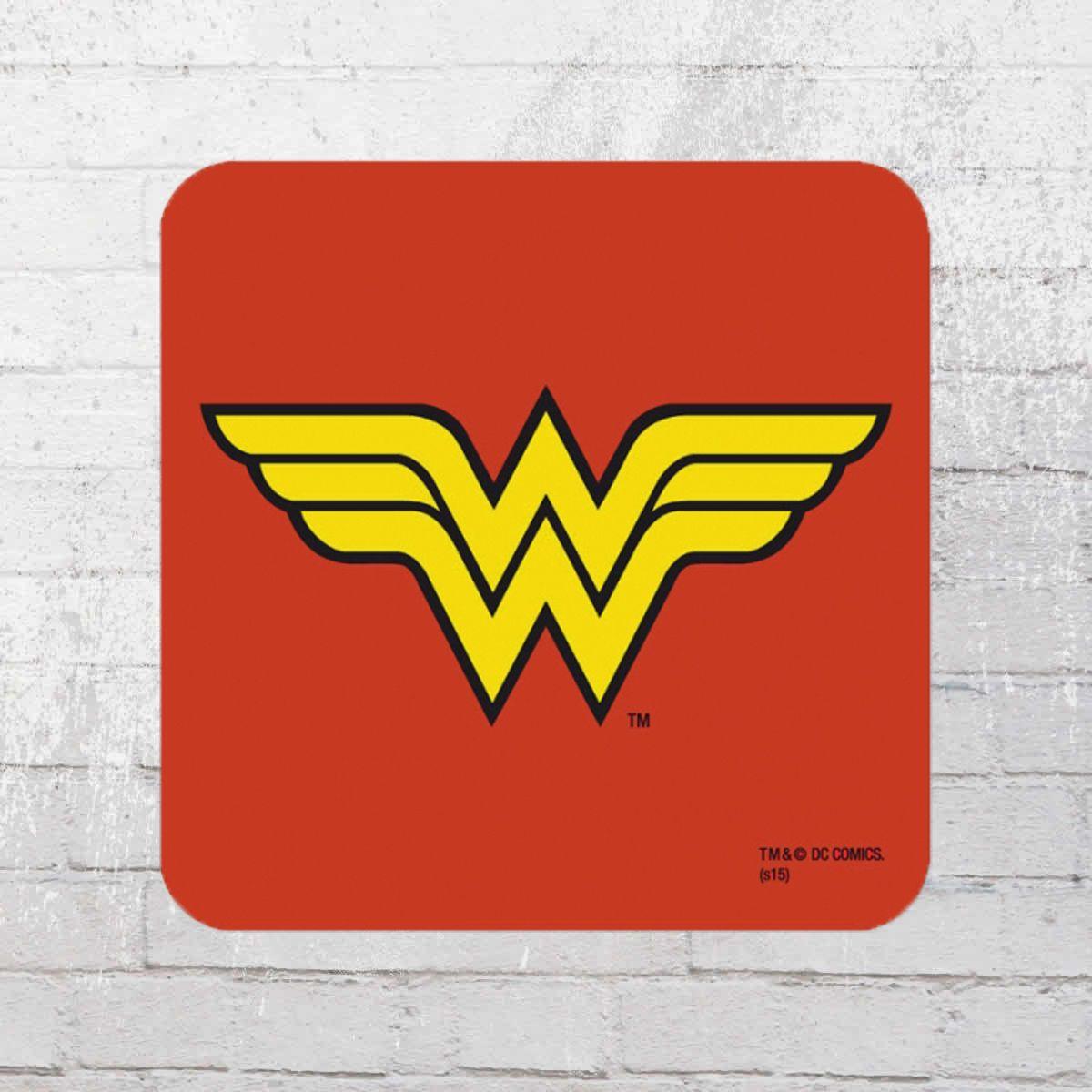 Red Woman Logo - Order now. Logoshirt Coaster Wonder Woman DC Logo red