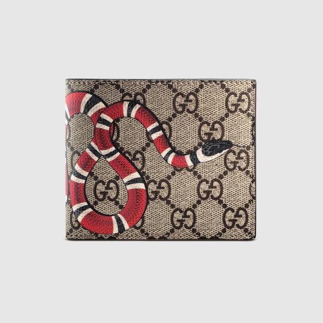 Gucci Snakes Logo - Kingsnake print GG Supreme wallet in Beige/ebony GG Supreme canvas ...