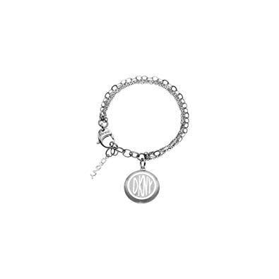 Bracelet Logo - DKNY NJ1412040 Karan Steel Double Chain Charm Bracelet
