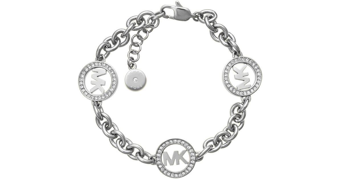 Bracelet Logo - Michael Kors Chain Link Bracelet Logo Silver Tone In Metallic
