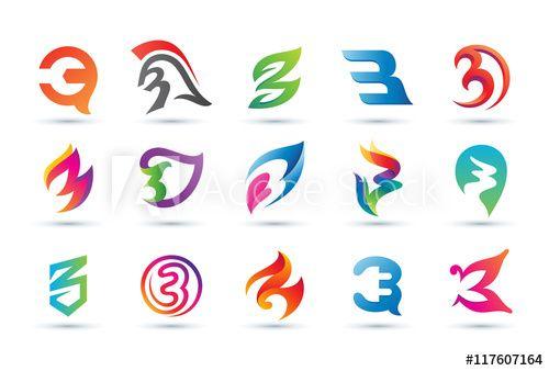 3 Logo - Set of Abstract Number 3 Logo and Colorful Icon Logos