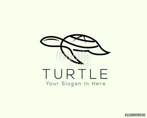 Tortoise Logo - swimming turtle logo, line art tortoise logo inspiration Stock