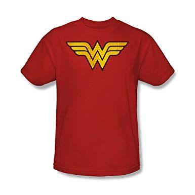 Red Woman Logo - Wonder Woman Logo Adult S/S T-shirt in Red by DC Comics: Amazon.co ...