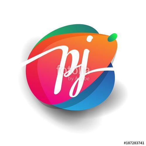 PJ Logo - Letter PJ logo with colorful splash background, letter combination