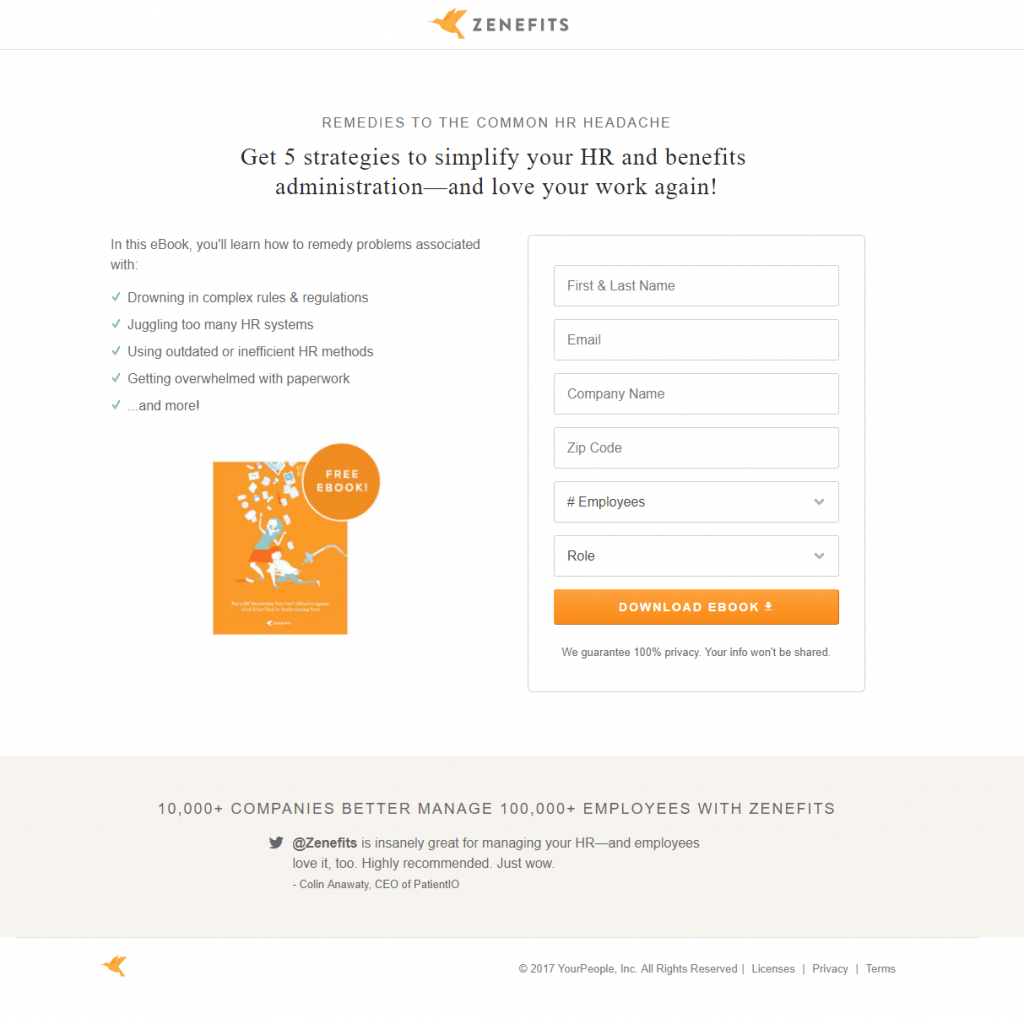 Zenefits Logo - How the Zenefits Marketing Team Uses Landing Pages to Grow Their