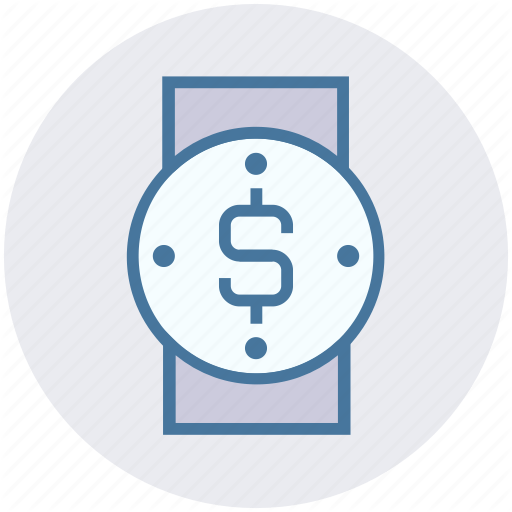 Moneywatch Logo - Dollar, hand watch, time, time is money, watch, wrist watch icon