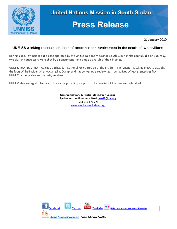 Unmiss Logo - UNMISS working to establish facts of peacekeeper involvement in the ...