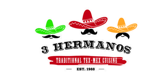 Tex-Mex Logo - 3 Hermanos - Traditional Tex-Mex Cuisine Since 1988