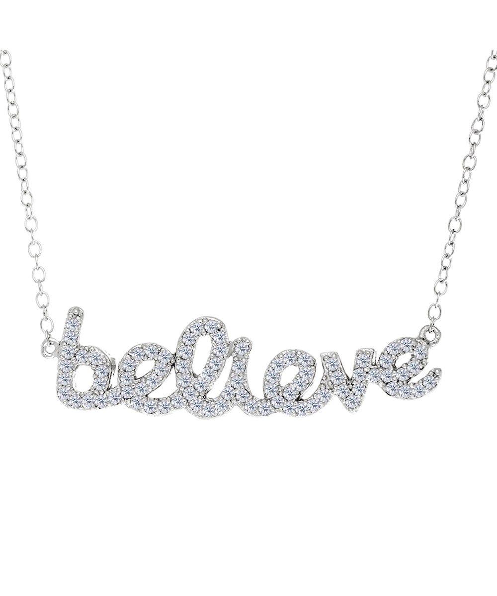 BLUEFLY Logo - Jewelryaffairs Believe Logo And Cz Necklace In Sterling Silver, 18 ...