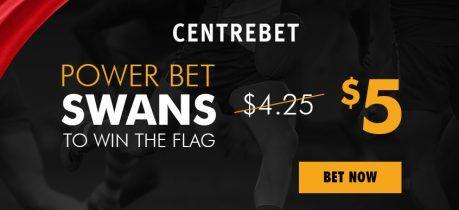 Centrebet Logo - $5.00 TOP ODDS for Sydney Swans to win AFL Premiership Flag at Centrebet