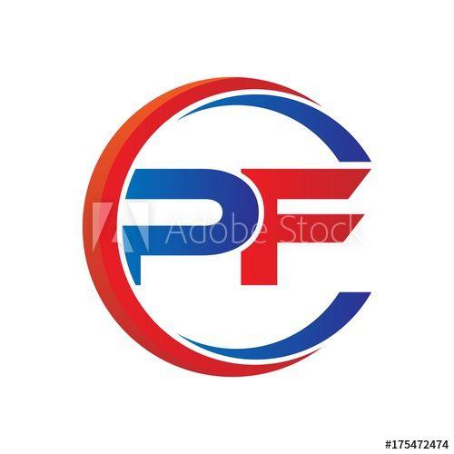 PF Logo - pf logo vector modern initial swoosh circle blue and red this