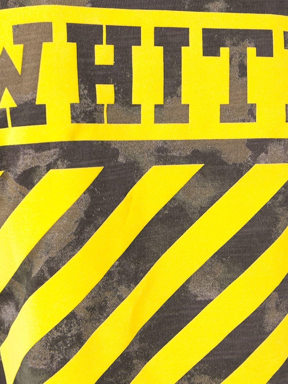 Yellow Off White Logo - Off White C O Virgil Abloh Camouflage Print T Shirt In Brown