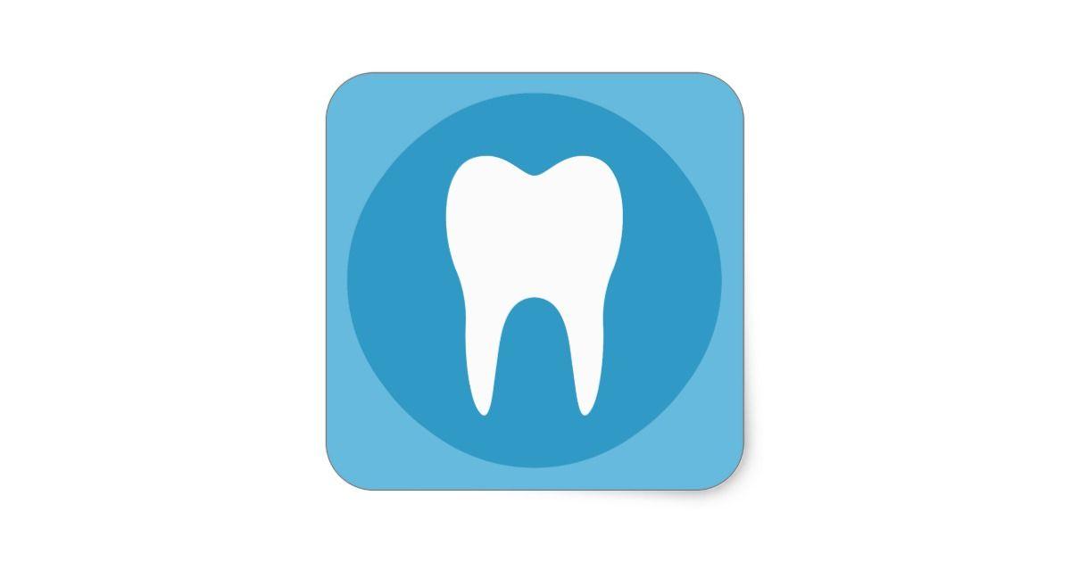 Teeth Logo - Blue and white tooth logo dentist dental modern square sticker ...