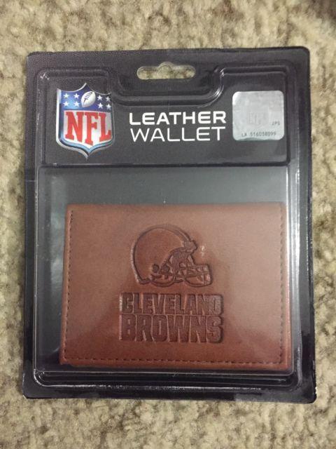 NISP Logo - Cleveland Browns Leather Bi-fold Wallet Tan Embossed Logo Rico ...