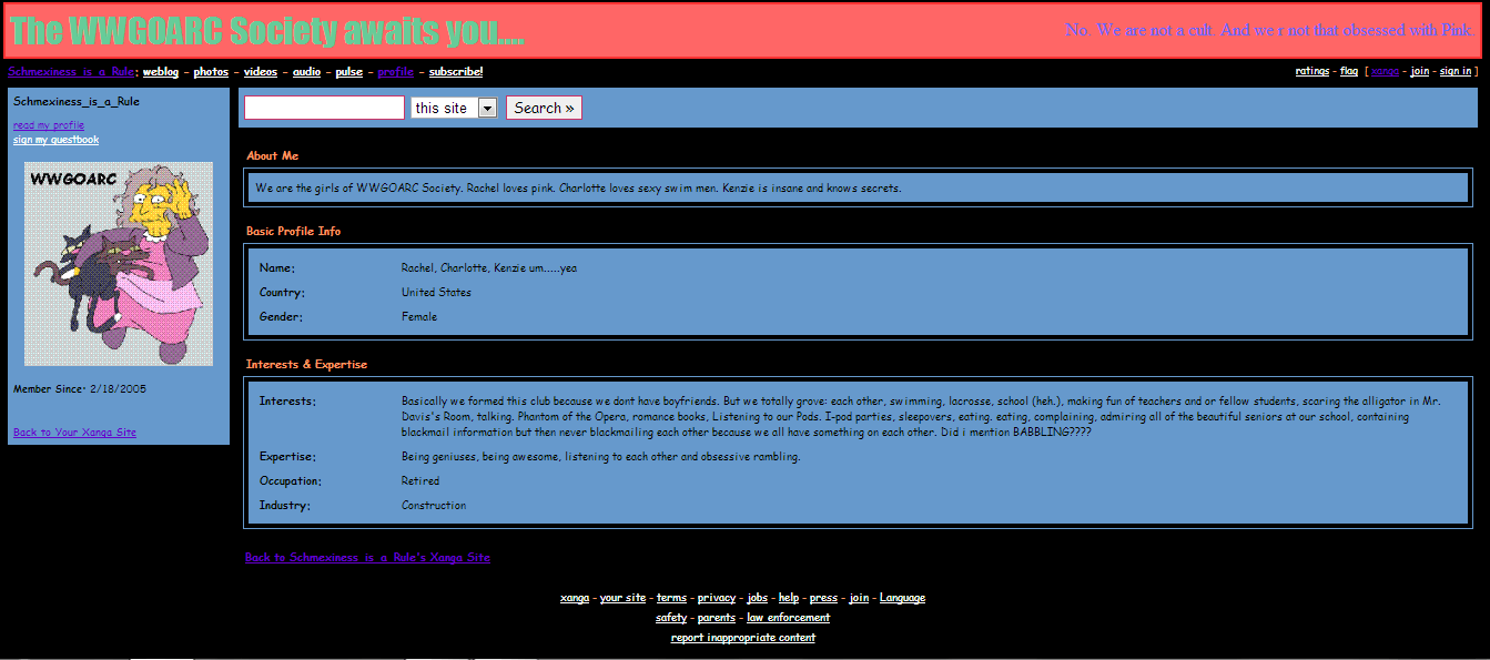 Xanga Logo - Old xanga of mine and two friend's. WWGOARC stood for 