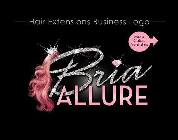 Hiar Logo - Hair Extensions Logo Hair Bundle Business Logo Glitter Hair | Etsy