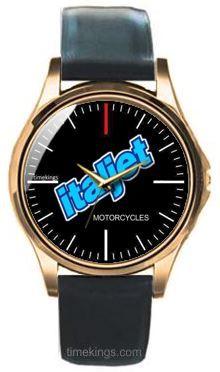 Italjet Logo - Italjet Motorcycle Logo Gold Leather Watch