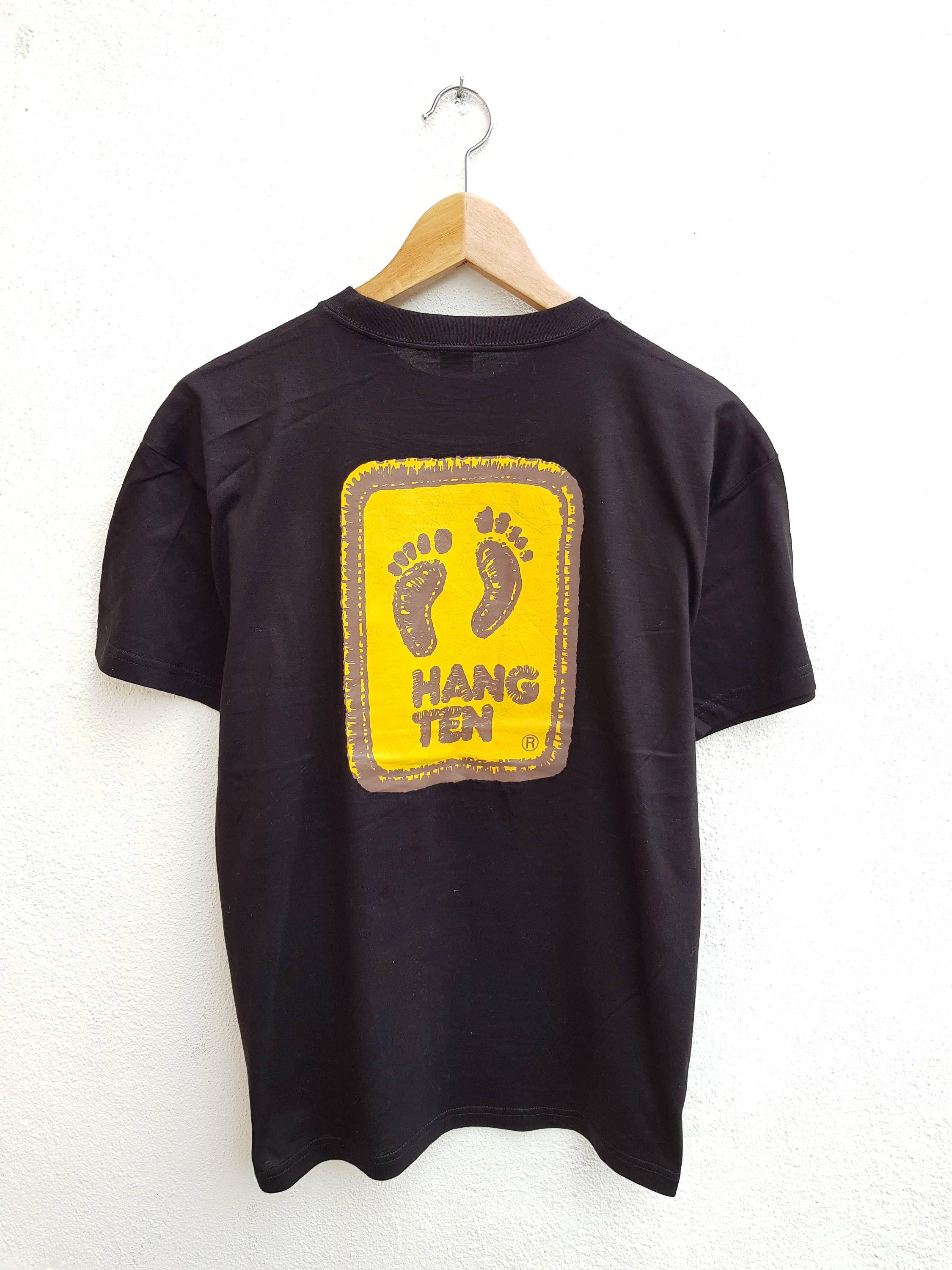T-Ten Logo - Rare Vintage 90s Hang Ten Big Logo Graphic Foot Print Surfing Gear
