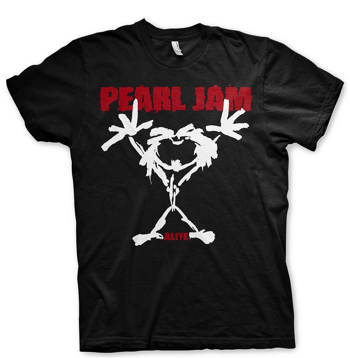 T-Ten Logo - Pearl Jam Ten Logo Eddie Vedder Rock Offiziell Herren T Shirt Retro