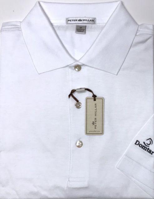 Domtar Logo - Peter Millar White Cotton Short Sleeved Domtar Logo Golf Polo Shirt