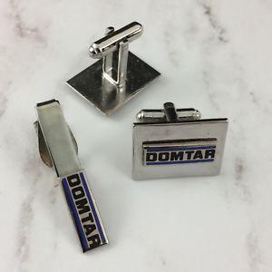 Domtar Logo - Domtar Cufflinks Tie Bar Clip Set Silver Tone Metal Logo Damaged but ...