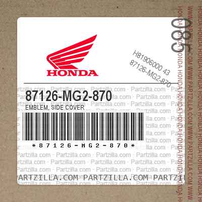 Mg2 Logo - Honda 87126-MG2-870 - EMBLEM, SIDE COVER - Partzilla.com