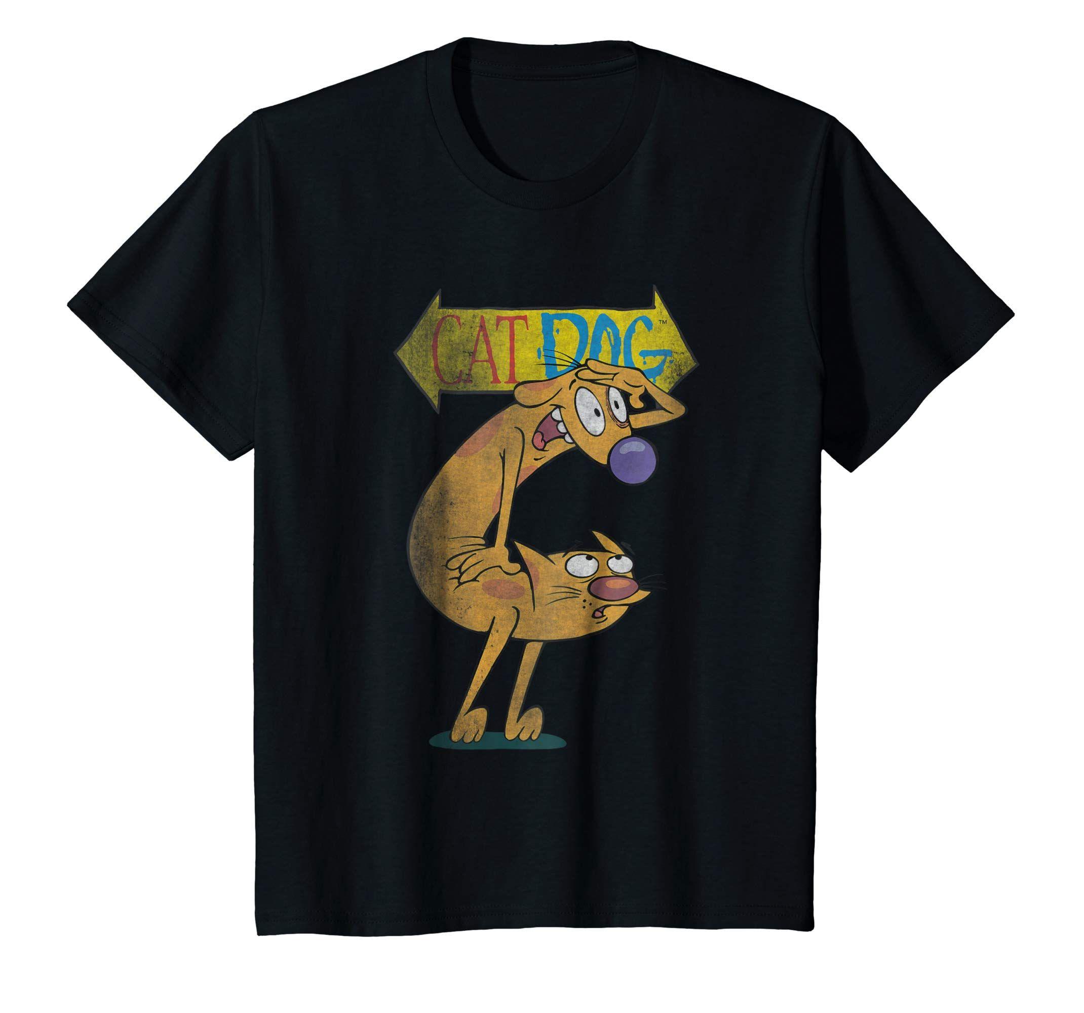Catdog Logo - Amazon.com: Nickelodeon CatDog Character Logo T-Shirt: Clothing