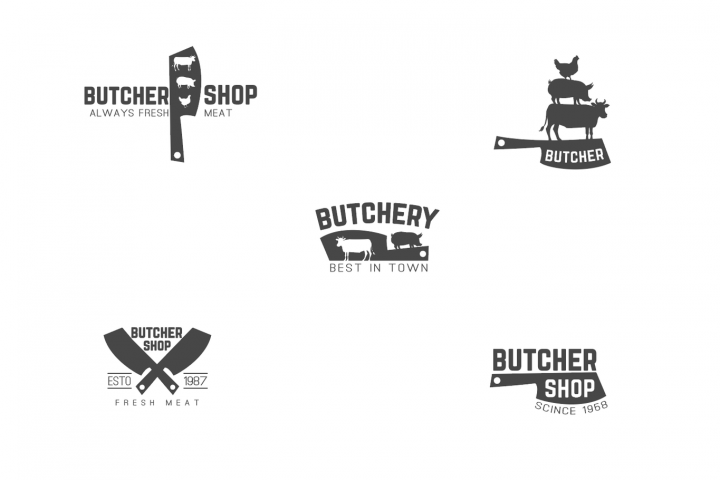 Butcher Logo - Butcher shop logo pack + bonus color logo