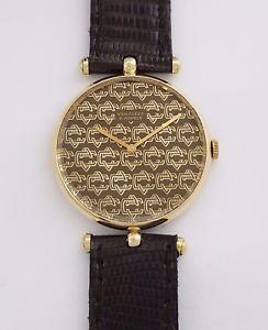 Arpels Logo - Van Cleef & Arpels VCA 18K Gold Mechanical Watch Brown Leather ...